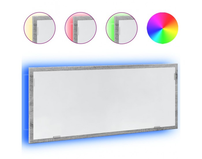 Sonata H LED огледало за баня, сив сонома, 100x8,5x37см, инженерно дърво