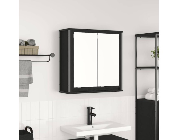 Sonata Dulap de baie cu oglindă stejar negru 60x21x60 cm