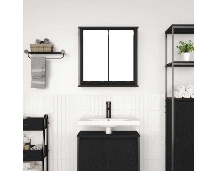 Sonata Dulap de baie cu oglindă stejar negru 60x21x60 cm