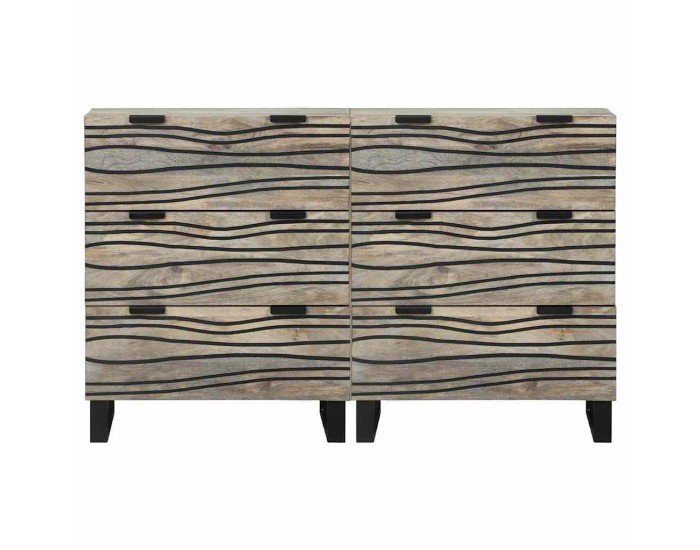 Sonata Set de bufet 2 buc. Alb 120 x 33 x 75 cm Lemn de mango solid