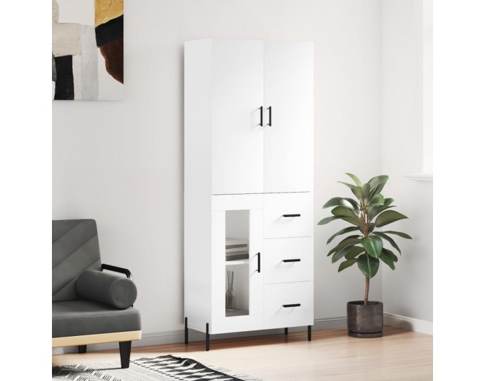 Sonata Dulap înalt, alb, 69,5x34x180 cm, lemn compozit