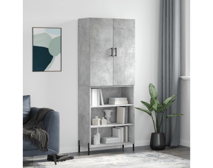Sonata H Висок шкаф, бетонно сив, 69,5x34x180 см, инженерно дърво