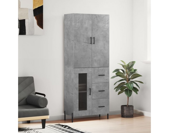 Sonata H Висок шкаф, бетонно сив, 69,5x34x180 см, инженерно дърво