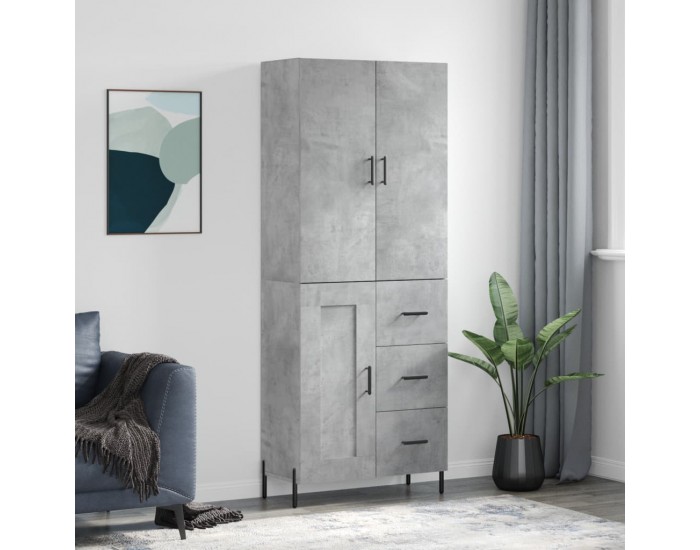 Sonata H Висок шкаф, бетонно сив, 69,5x34x180 см, инженерно дърво