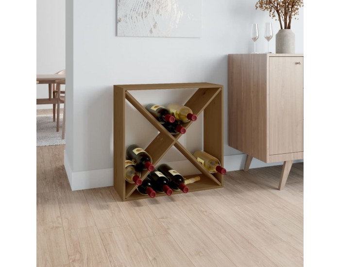 Sonata H Шкаф за вино меденокафяв 62x25x62 см масивна дървесина бор