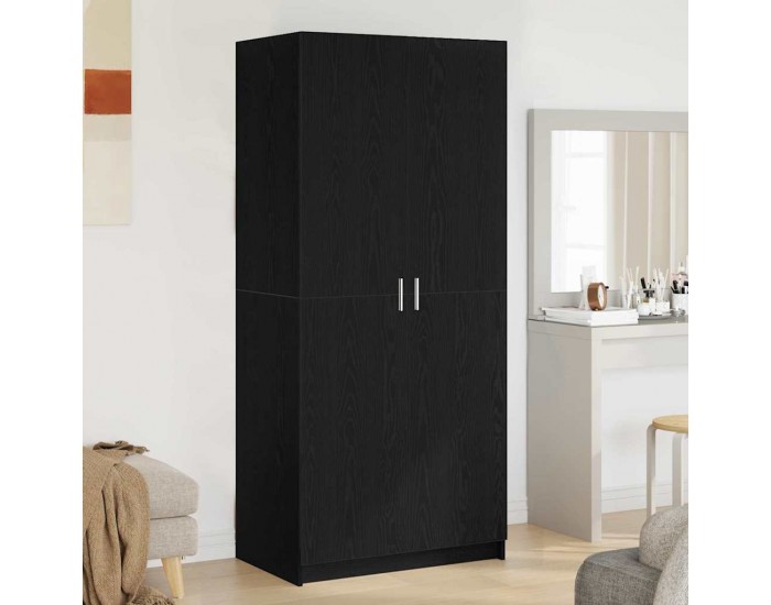Sonata H Гардероб със съхранение Черно 80 x 51 x 180 см Инженерно дърво