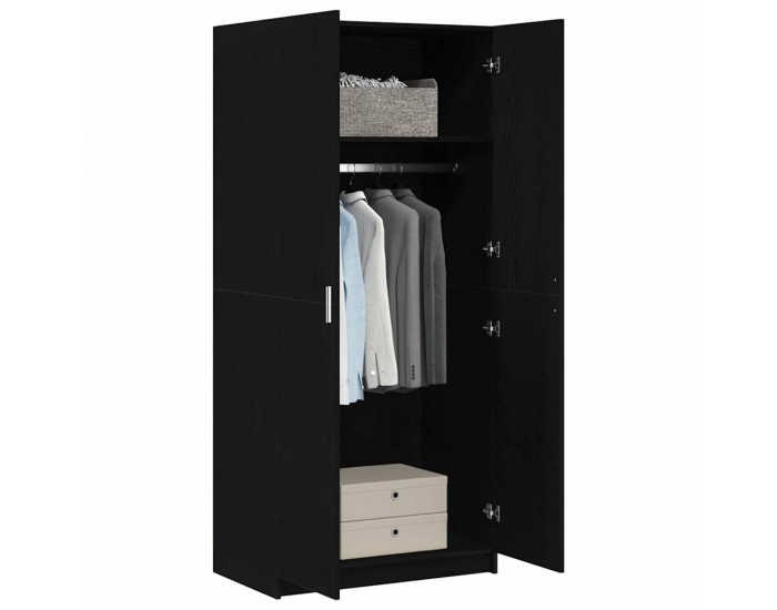 Sonata H Гардероб със съхранение Черно 80 x 51 x 180 см Инженерно дърво