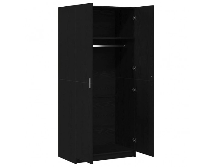 Sonata H Гардероб със съхранение Черно 80 x 51 x 180 см Инженерно дърво