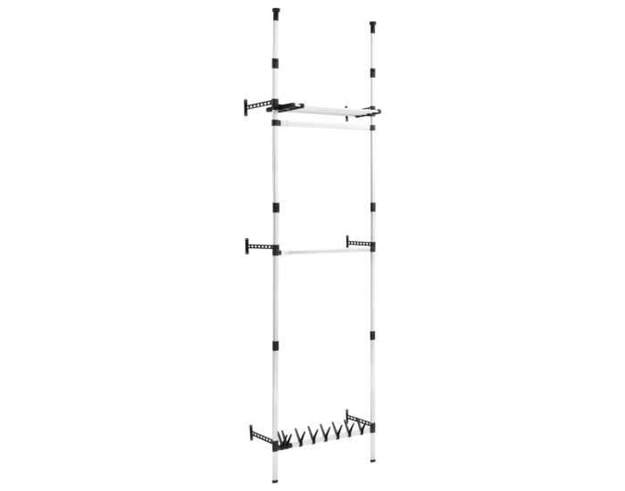 Sonata Sistem șifonier telescopic, cu bare și raft, aluminiu