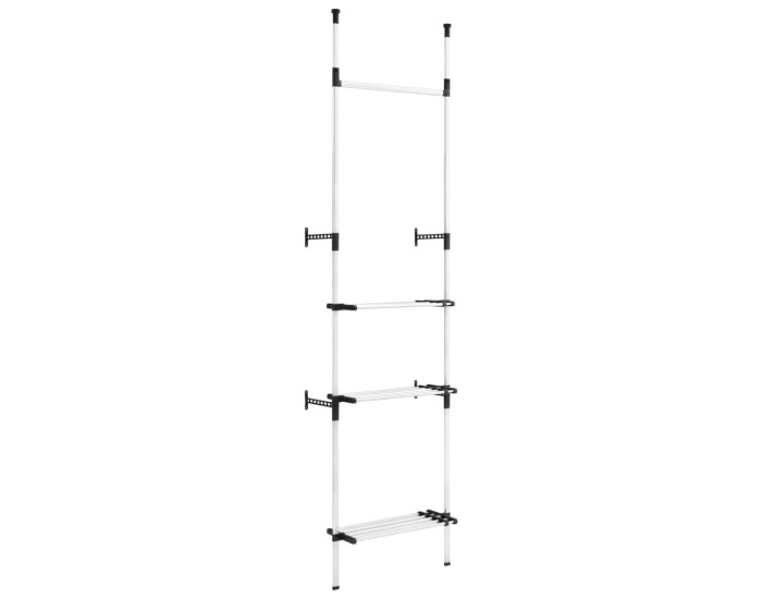 Sonata Sistem șifonier telescopic, cu bare și raft, aluminiu