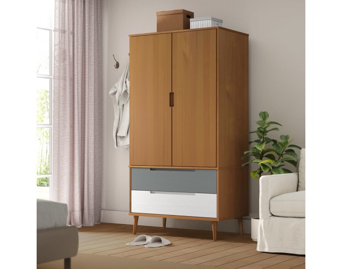 Sonata H Гардероб MOLDE, кафяв, 90x55x175 см, бор масив