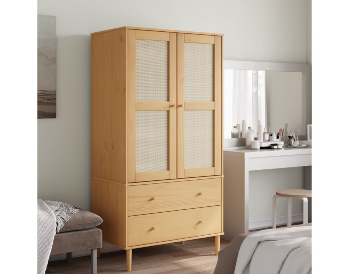Sonata H Гардероб SENJA ратанова визия кафяв 90x55x175 см бор масив
