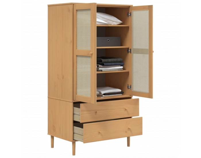 Sonata H Гардероб SENJA ратанова визия кафяв 90x55x175 см бор масив