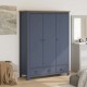 Sonata H Гардероб с 3 врати Hill сив 127x50x170 см борово дърво масив