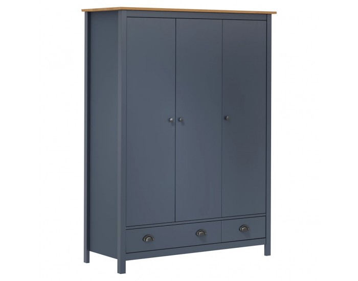 Sonata H Гардероб с 3 врати Hill сив 127x50x170 см борово дърво масив