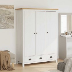 Sonata H Гардероб с 3 врати Hill бял 127x50x170 см борово дърво масив - Dulapuri