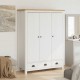 Sonata H Гардероб с 3 врати Hill бял 127x50x170 см борово дърво масив