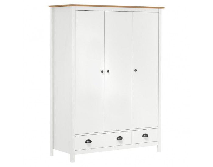 Sonata H Гардероб с 3 врати Hill бял 127x50x170 см борово дърво масив