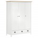 Sonata H Гардероб с 3 врати Hill бял 127x50x170 см борово дърво масив