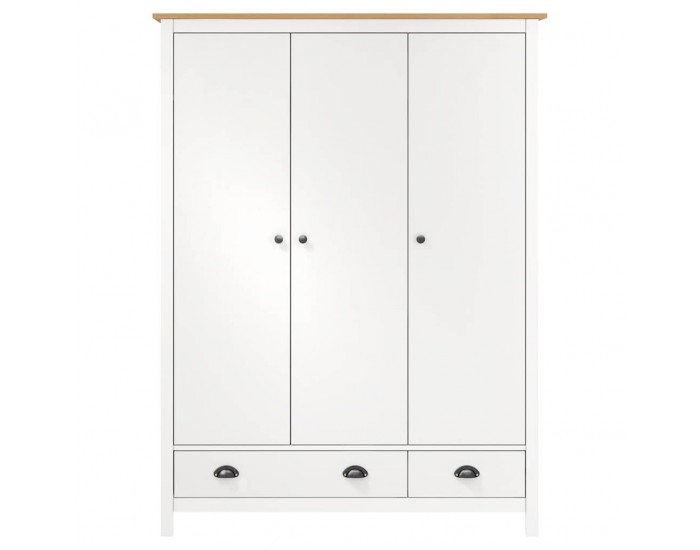 Sonata H Гардероб с 3 врати Hill бял 127x50x170 см борово дърво масив