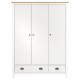 Sonata H Гардероб с 3 врати Hill бял 127x50x170 см борово дърво масив