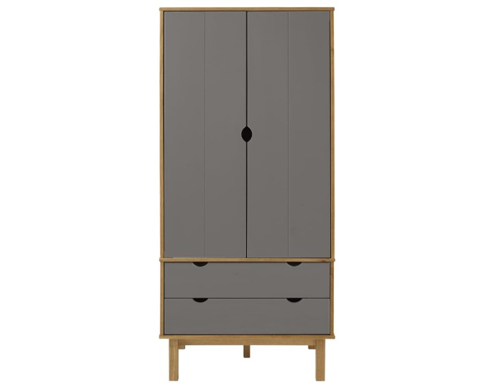 Sonata Șifonier OTTA, maro și gri, 76,5x53x172 cm, lemn masiv pin