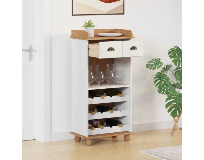 Sonata Cabinet pentru vin ASKIM Alb cu Capac de Miere 57 x 37 x 114 cm