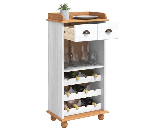 Sonata Cabinet pentru vin ASKIM Alb cu Capac de Miere 57 x 37 x 114 cm