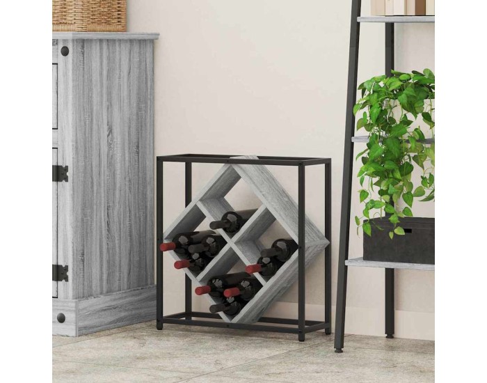 Sonata Raft pentru vin 16 sticle Lemn prelucrat Gri Sonoma