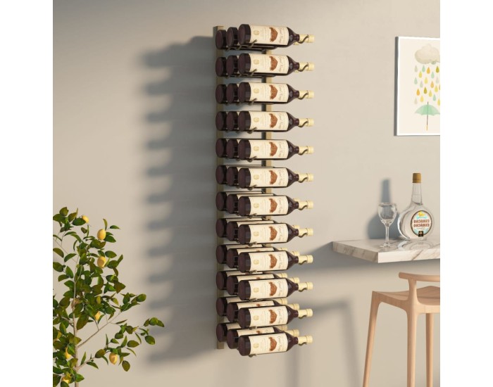 Sonata Suport sticle de vin montat pe perete, 36 sticle, auriu, fier