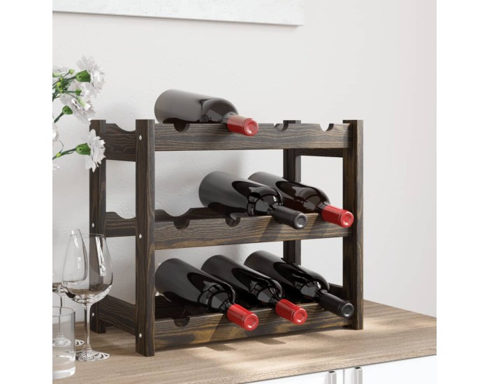 Sonata Suport sticle de vin, 12 sticle, negru, lemn masiv de pin