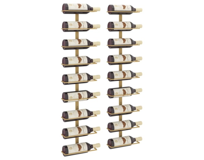 Sonata Suport sticle de vin, de perete, 9 sticle, 2 buc., auriu, fier