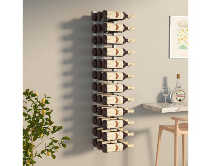 Sonata Suport sticle de vin montat pe perete, 36 sticle, alb, fier