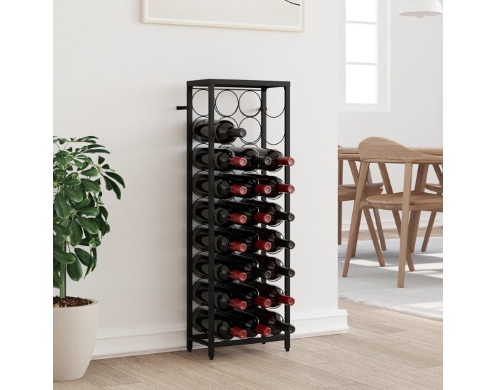 Sonata Suport sticle vin 27 de sticle, negru 34x18x100 cm fier forjat