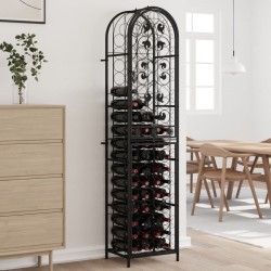 Sonata H Поставка за вино за 73 бутилки черна 45x36x200 см ковано желязо - Etajere