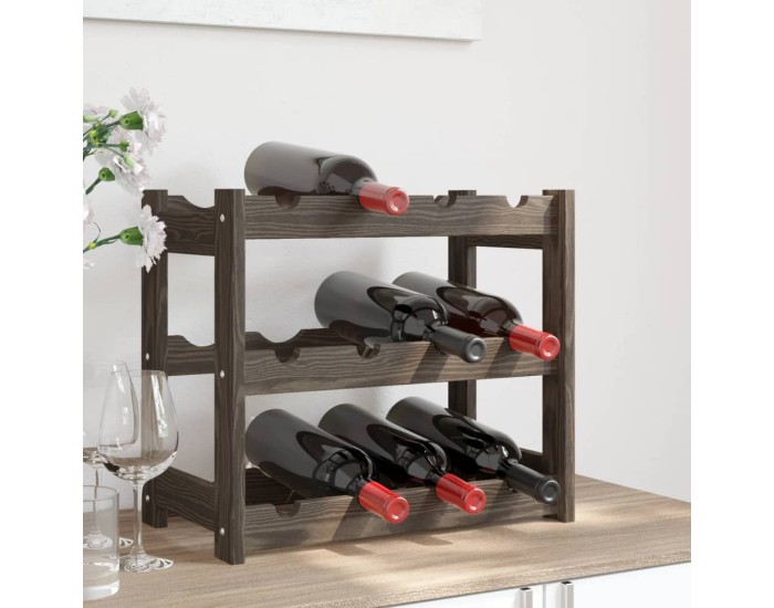 Sonata Suport sticle de vin, 12 sticle, gri, lemn masiv de pin