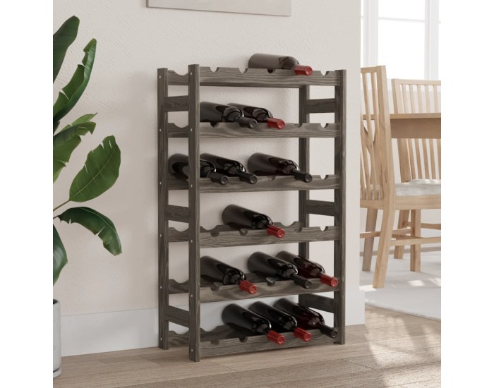 Sonata Suport sticle de vin, 30 sticle, gri, lemn masiv de pin