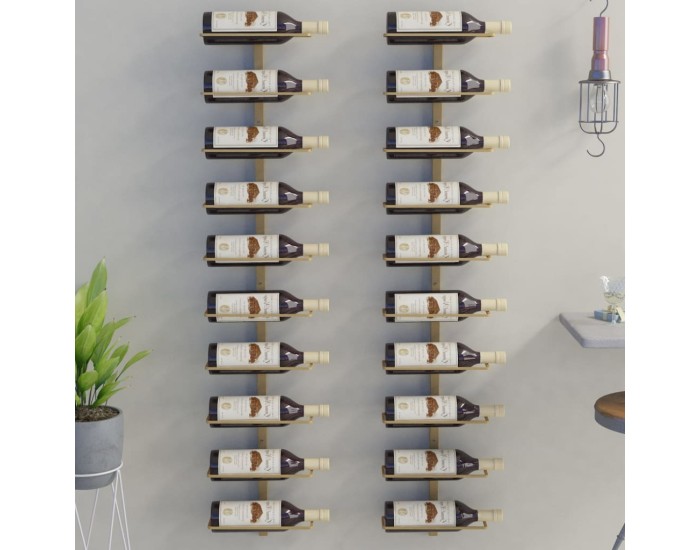 Sonata Suport sticle de vin, de perete, 10 sticle, 2 buc, auriu, metal