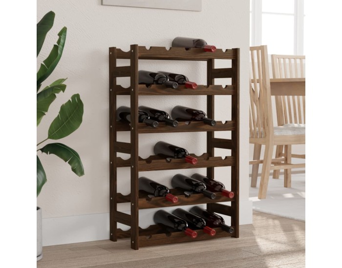Sonata Suport sticle de vin, 30 sticle, maro, lemn masiv de pin