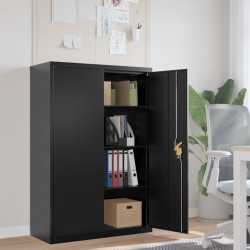 Sonata H Шкаф за папки черен 90x40x140 см стомана - Corpuri, vitrine, biblioteci modulare