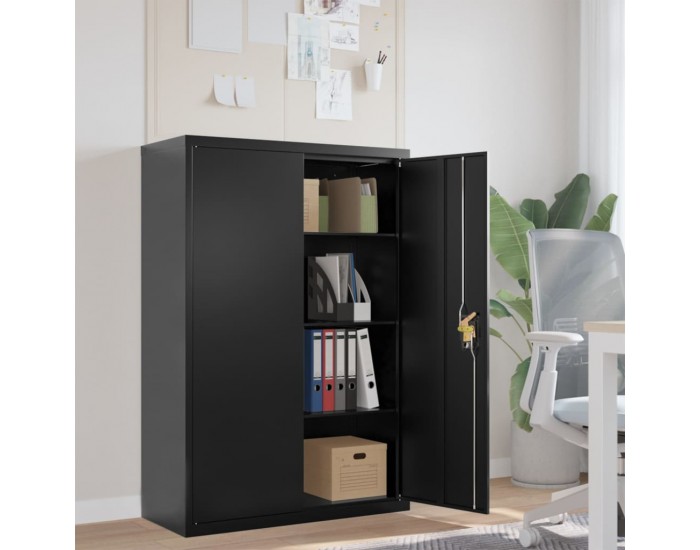 Sonata H Шкаф за папки черен 90x40x140 см стомана