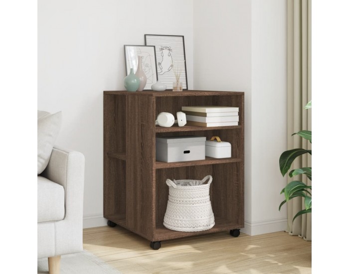 Sonata H Странична маса с колела кафяв дъб 55x60x78 см инженерно дърво