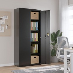 Sonata H Шкаф за папки черен 90x40x200 см стомана - Corpuri, vitrine, biblioteci modulare
