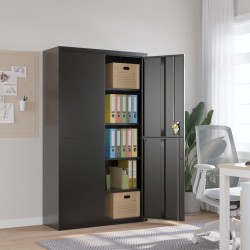 Sonata H Шкаф за папки черен 105x40x180 см стомана - Corpuri, vitrine, biblioteci modulare