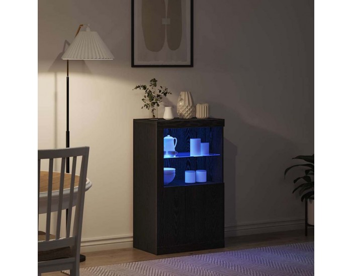 Sonata Bufet LED 60,5 x 37 x 100 cm Lemn prelucrat Stejar Negru