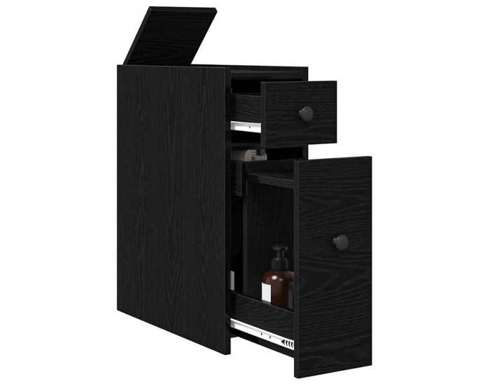Sonata H Тесен шкаф за баня Черен дъб 80 x 18 x 60 см Инженерно дърво