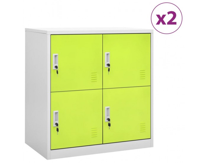Sonata H Заключващи шкафове 2 бр светлосиво/зелено 90x45x92,5 см стомана