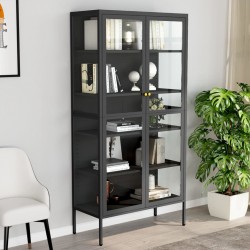 Sonata H Витрина, антрацит, 90x40x180 см, стомана и закалено стъкло - Dulapuri