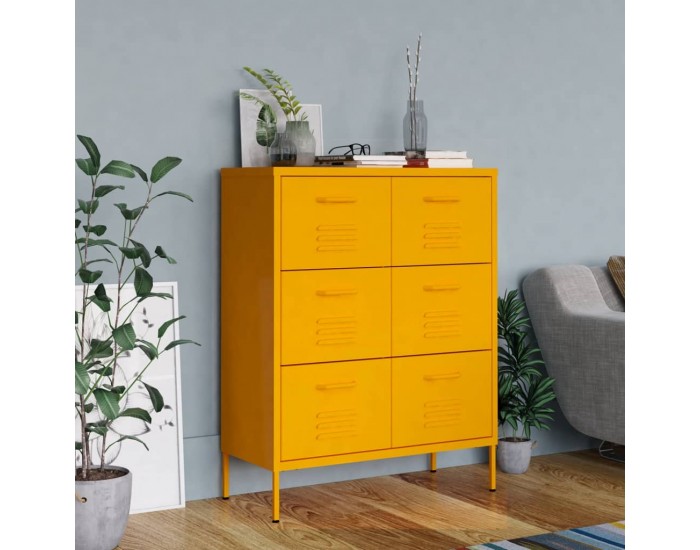 Sonata H Шкаф с чекмеджета, горчица, 80х35х101,5 см, стомана