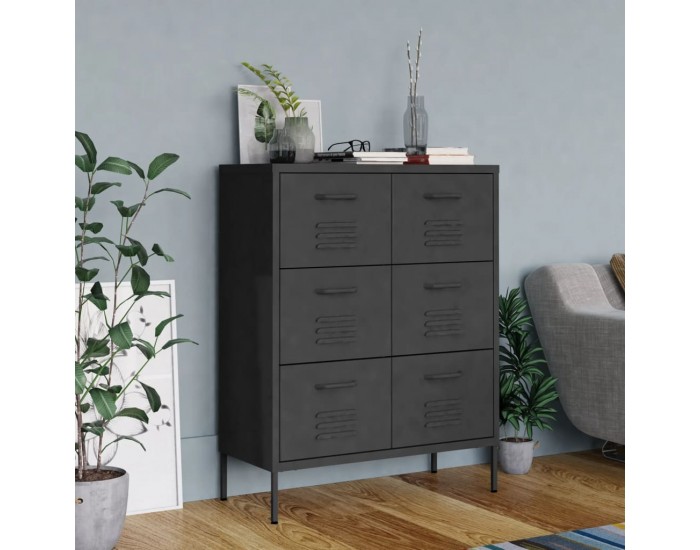 Sonata H Шкаф с чекмеджета, антрацит, 80х35х101,5 см, стомана
